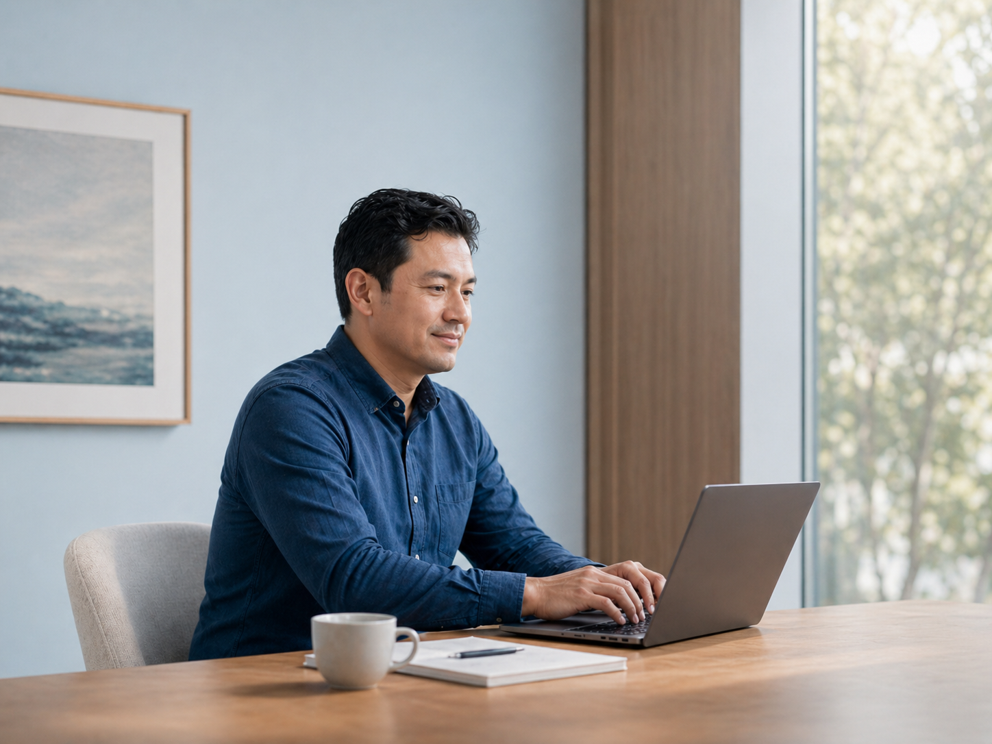 Person working in a serene office